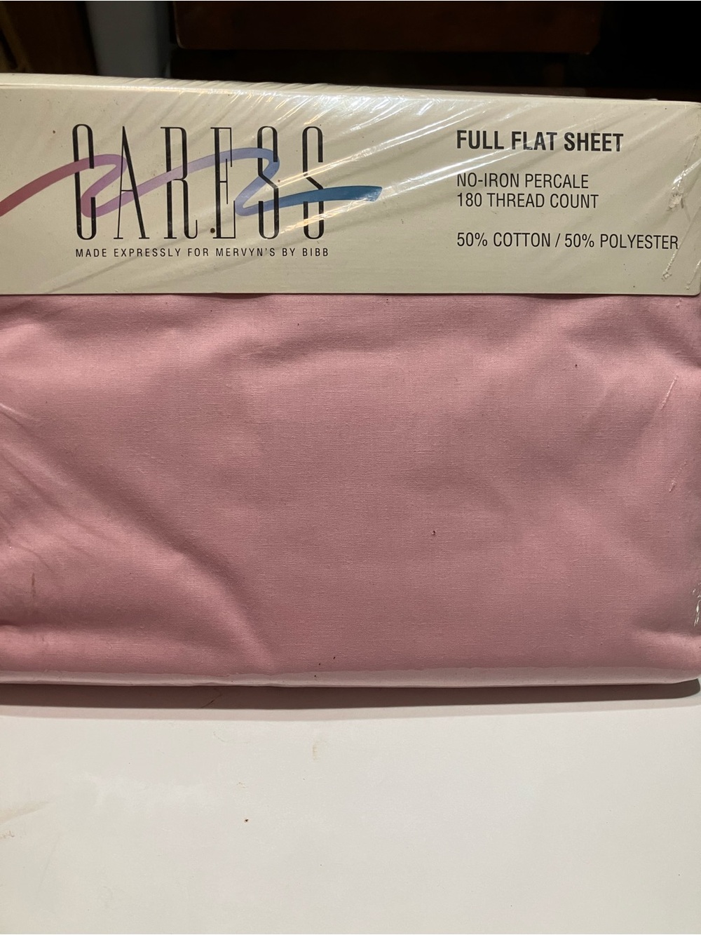 Caress Solid Rose Pink Flat Sheet Full 81 x 96 For Mervyns by Bibb Vintage 90s